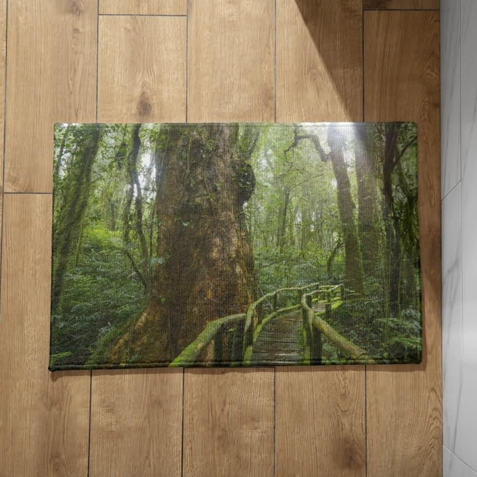 Tapis entrée lavable cascade de forêt pour une ambiance chaleureuse