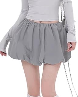 Women's Y2K Bubble Mini Skirts Lantern Skirt Vintage Puff Fitting Elastic Waist Short Puffball Skirt Balloon Skirt
