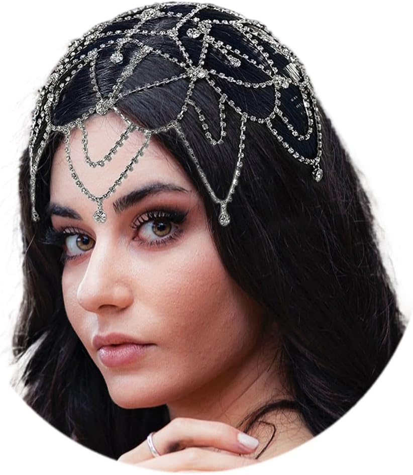 Rhinestone Headpieces Cap Vintage Crystal Head Chain Wedding Flapper Hair Jewelry Gatsby Women Hair Accessoris