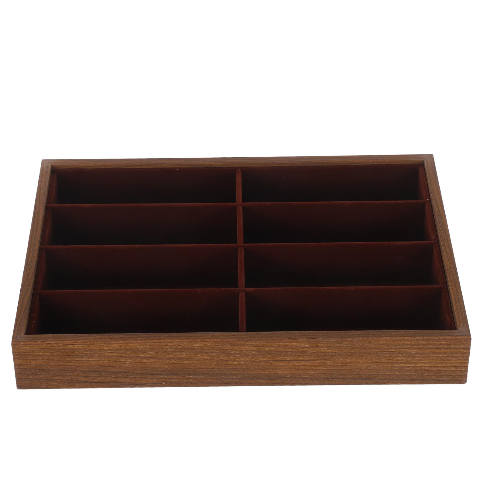Estuche Organizador para Gafas y Joyas Forro y Compartimentos Múltiples en Madera de Nogal para Escritorio y Vitrina