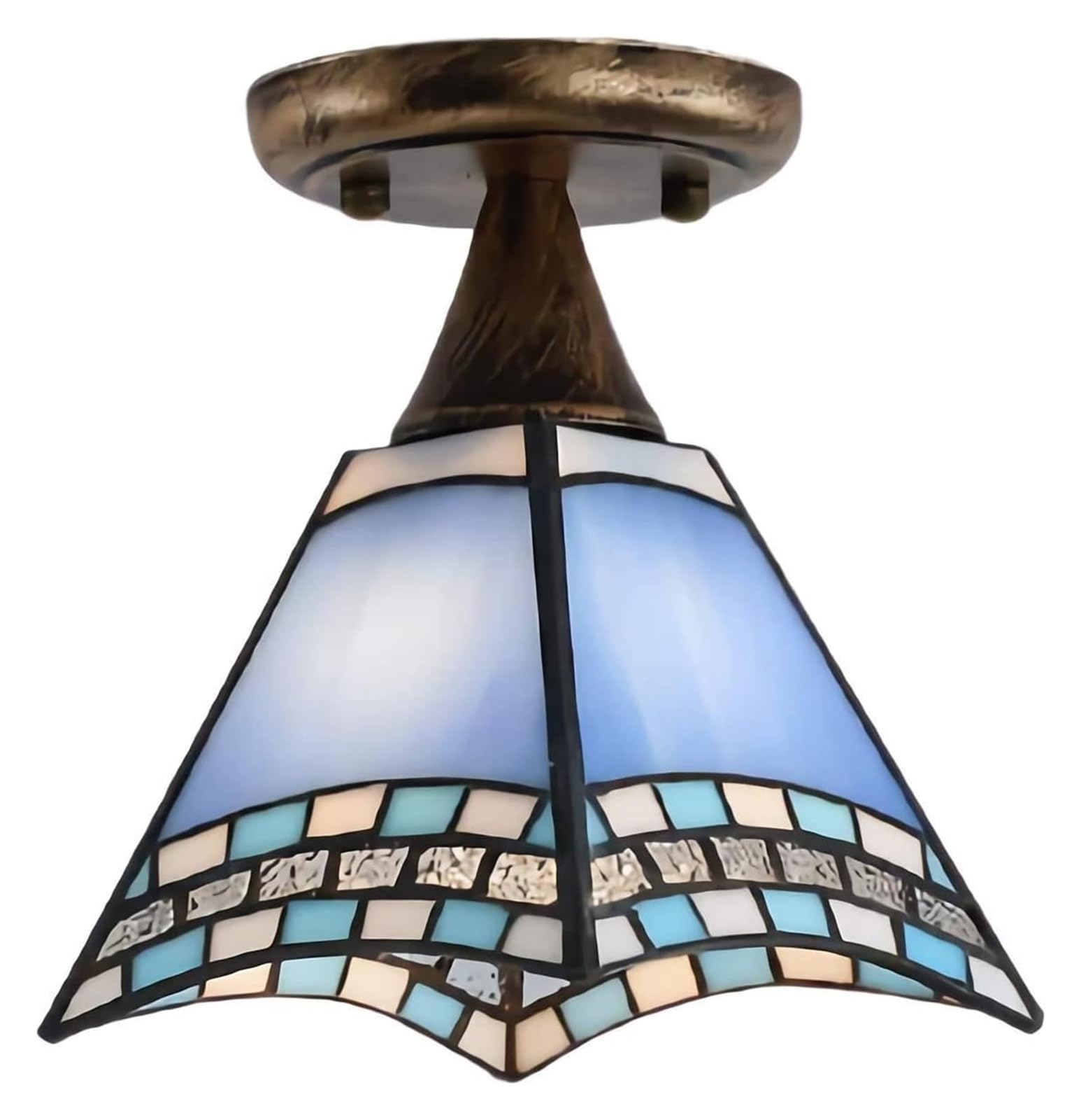 METTEOR Ceiling Lamp Ceiling Lamp Tiffany Style Mini Ceiling Light, Led Vintage Tinted Glass Corridor Ceiling Lamp, Chandelier Lighting Living Room (7 B)