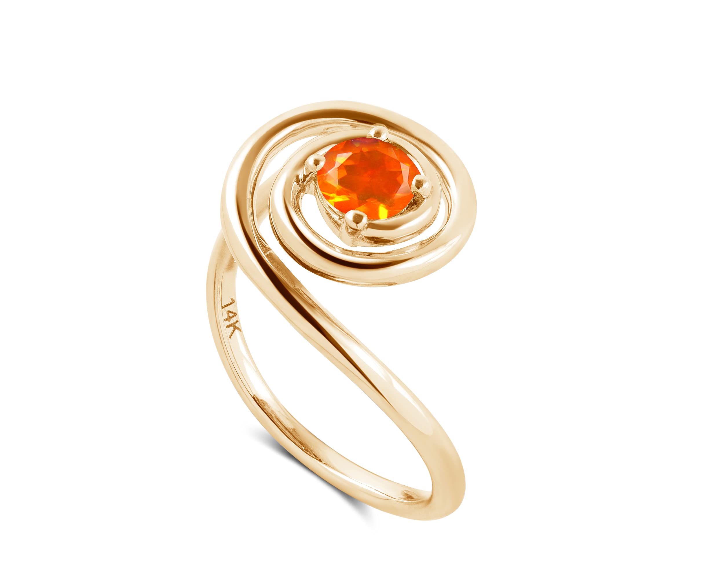 HandmadeOrange opal alternative engagement ring-Fire opal unique minimalist ring-Solitaire gold ring for women