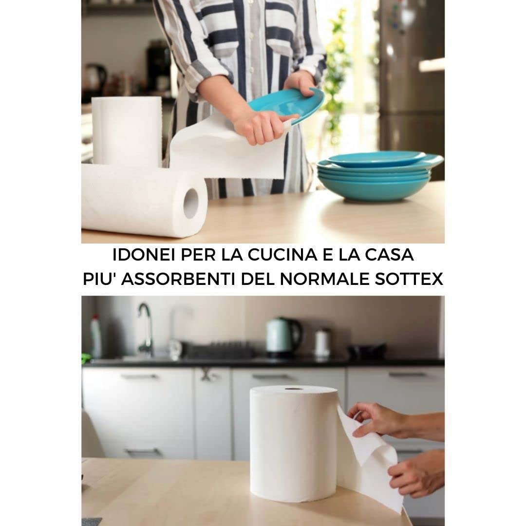 ZPAPER - 6 Monorotoli OCTOPLUS 2400 Strappi totali - Rotoli Asciugatutto 400 strappi con Maniglia carta 100% Pura Cellulosa 2 Veli Bobina Asciugamano. Scatolati