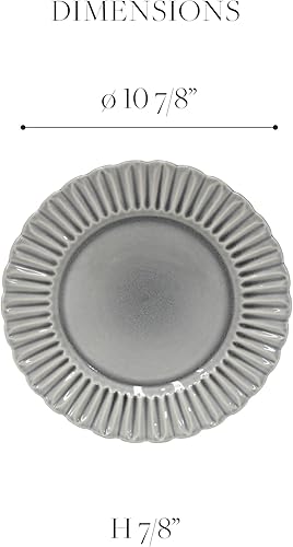 Miniatura 2 de Costa Nova Plato de cerámica de cerámica de 11 pulgadas, colección Cristal, Nacar, apto para microondas y lavavajillas, acristalamiento seguro para