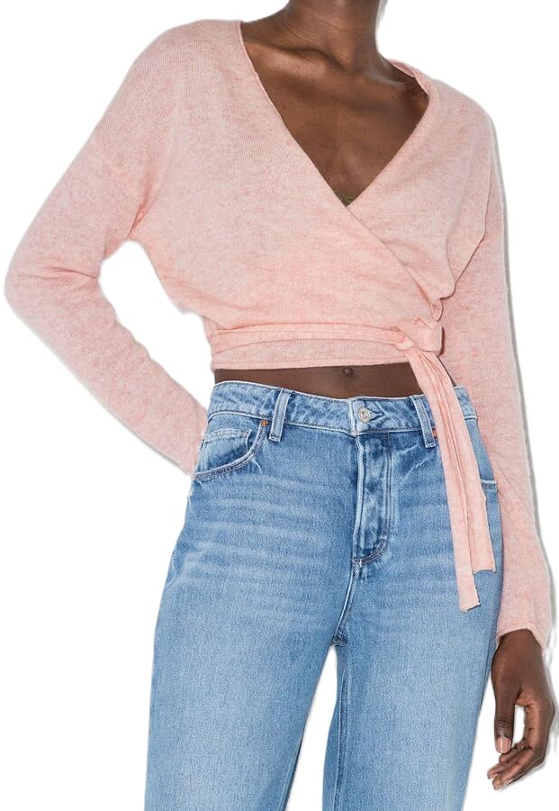 Y2k Ballet Pilates Wrap Sweater for Women Aesthetic Workout Yoga Long Sleeve Side Tie Athletic Cross Wrap Shirt Top