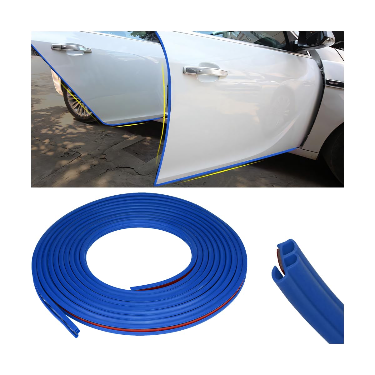 Osilly Adhesive Rubber Car Door Seal Strip, Blue