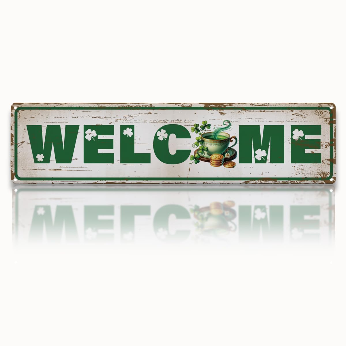 peiyeety Vintage Metal Tin Sign Welcome Retro Street Sign, Rustic Wall Decor for Home, Entryway, Man Cave, Garage, Kitchen, Office, Farmhouse, Patio, Garden, Porch, 4 * 16 inch