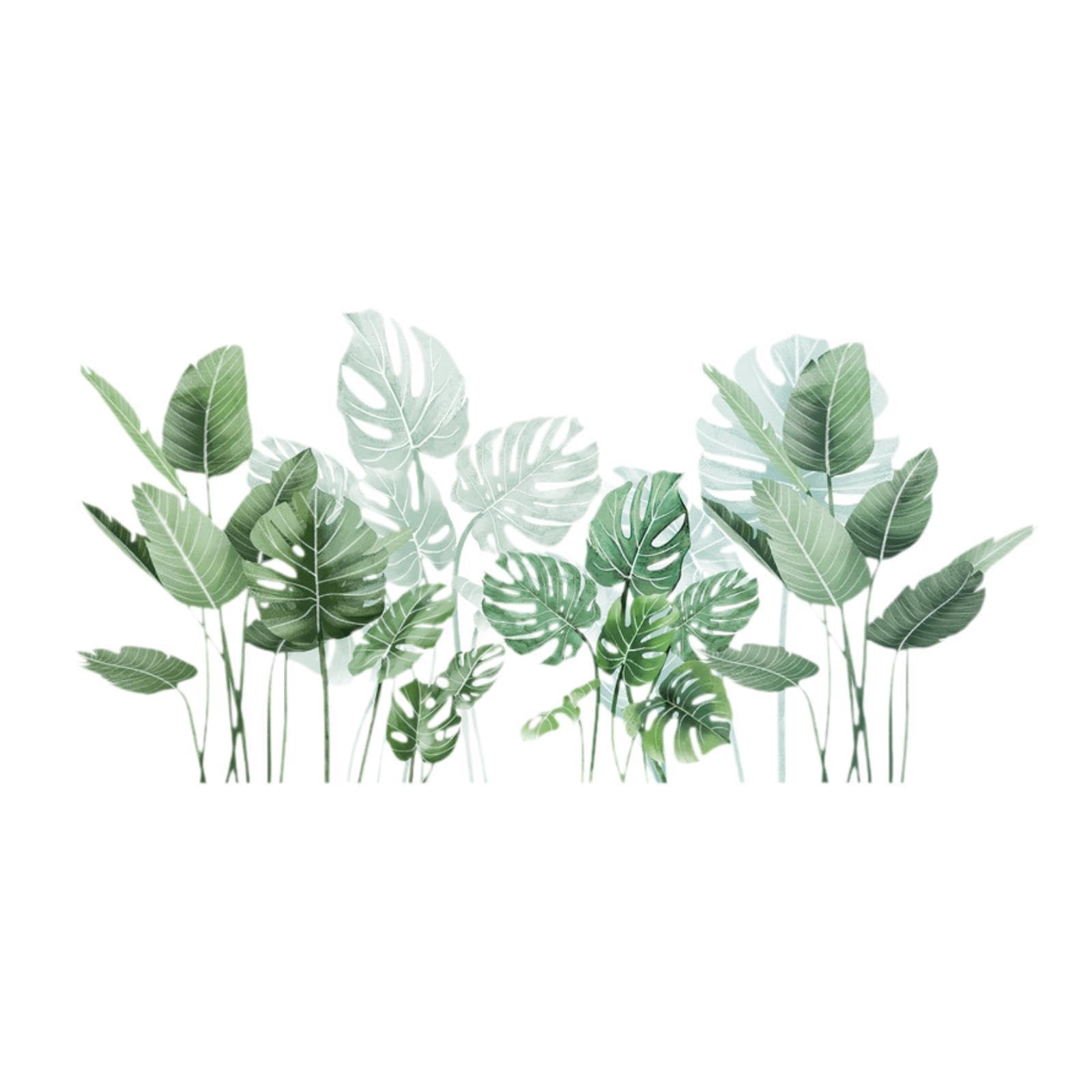 SKKWJEGE DIY Green Plant Leaves Wall Sticker Decals Removable for Home Decor Reusable