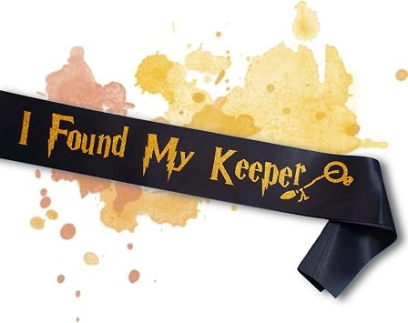 Decorit I Found My Keeper Sash Engagement Bachelorette Bridal Shower with Black and Gold Glitter Muggle to Mrs Parry Hotter H P Theme Bride to Be Party Decorations and Supplies
