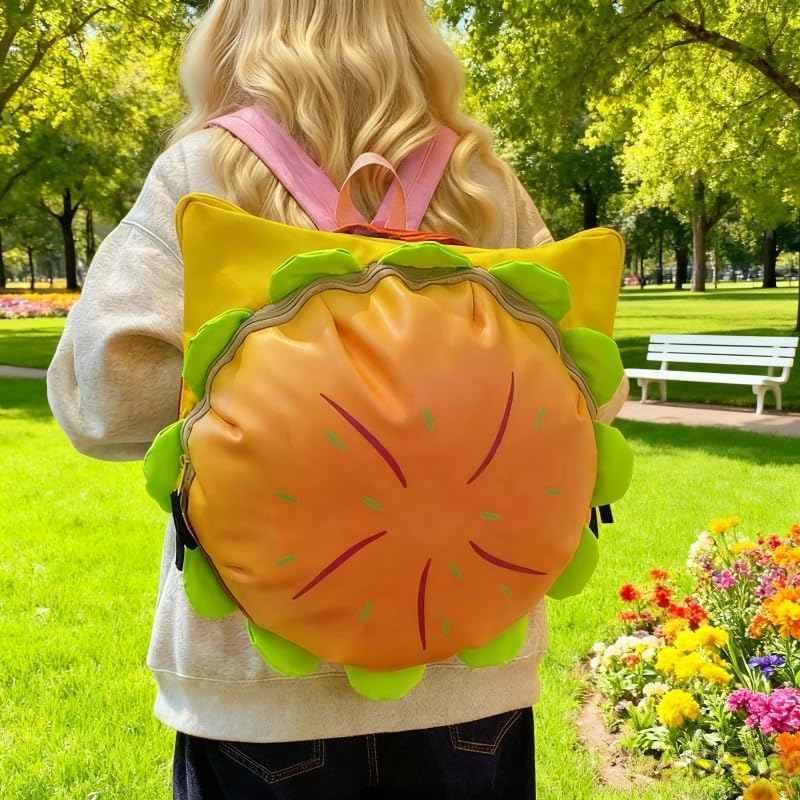 Cheeseburger Backpack, Funny Novelty Unique Cool Hamburger Daypack, Fashion Fun Casual Versatile Multi-Compartment Cheese Burger Backpacks - Image 3