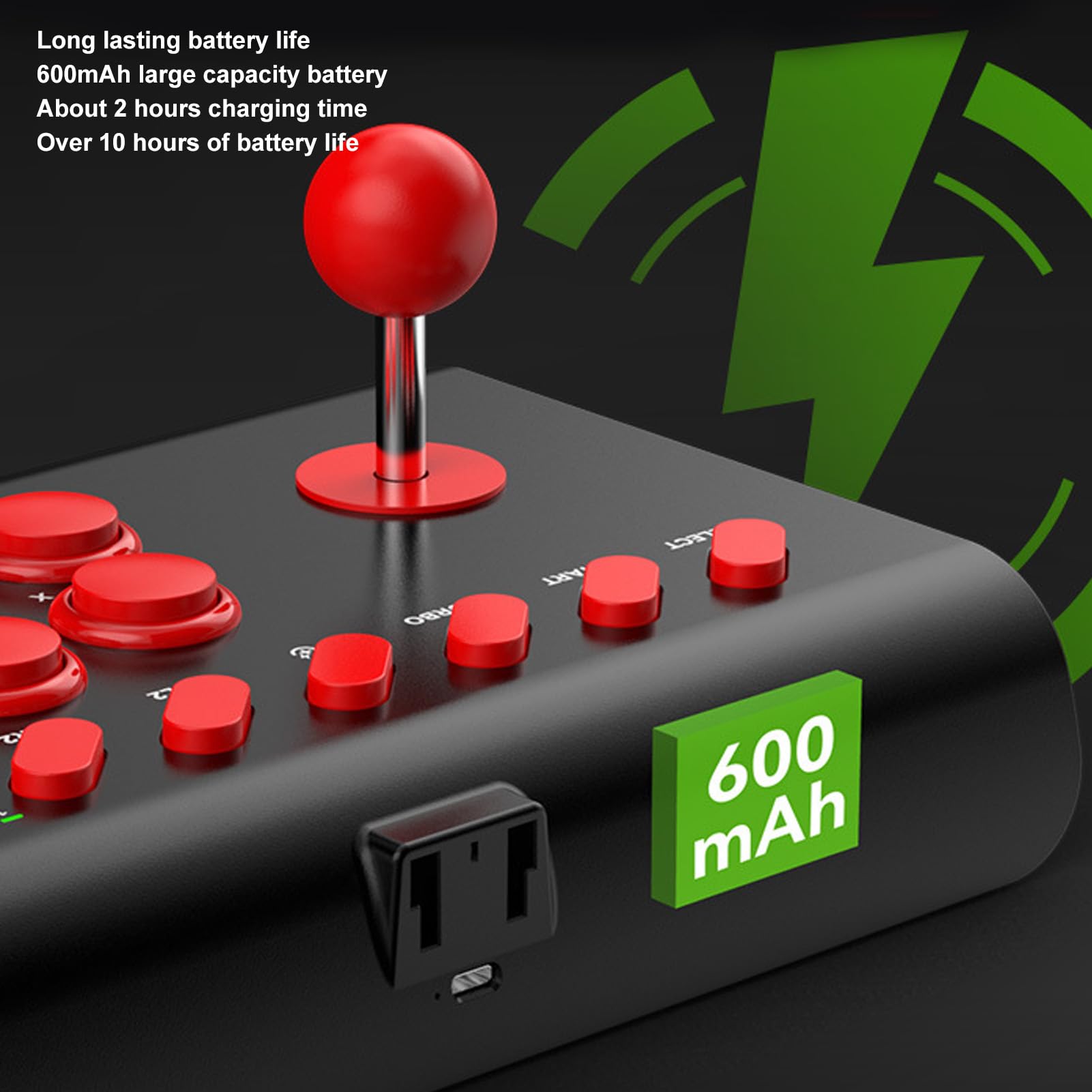Yanmis Fight Stick, Controller di Gioco di Combattimento Wireless Bluetooth con Programmazione Turbo Macro, Joystick di Combattimento Ergonomico per iOS, per Android, per per