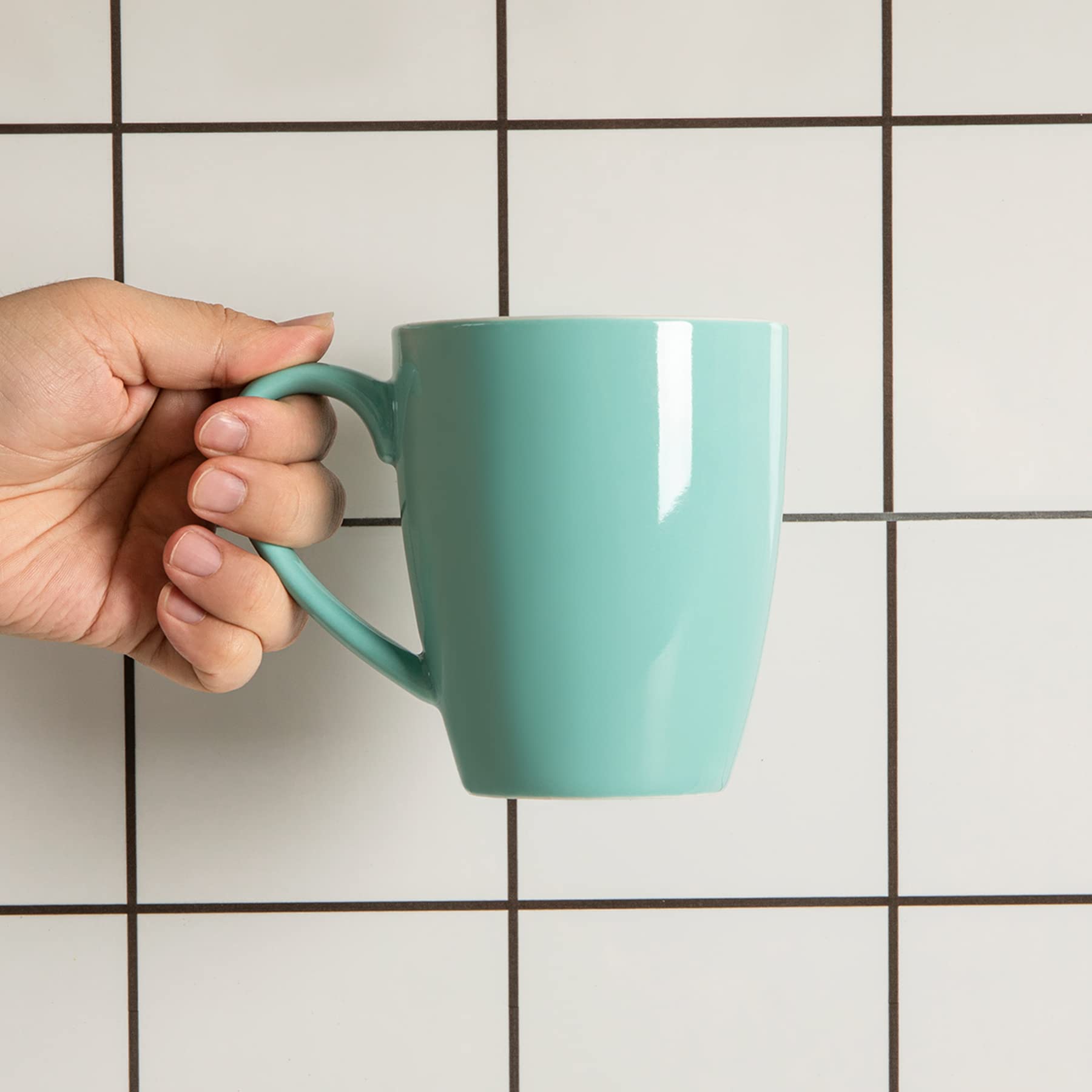 Sweese Porcelain Mugs - 20 Ounce for Coffee, Tea, Mocha and Mulled Drinks - Set of 6, Blue Tone