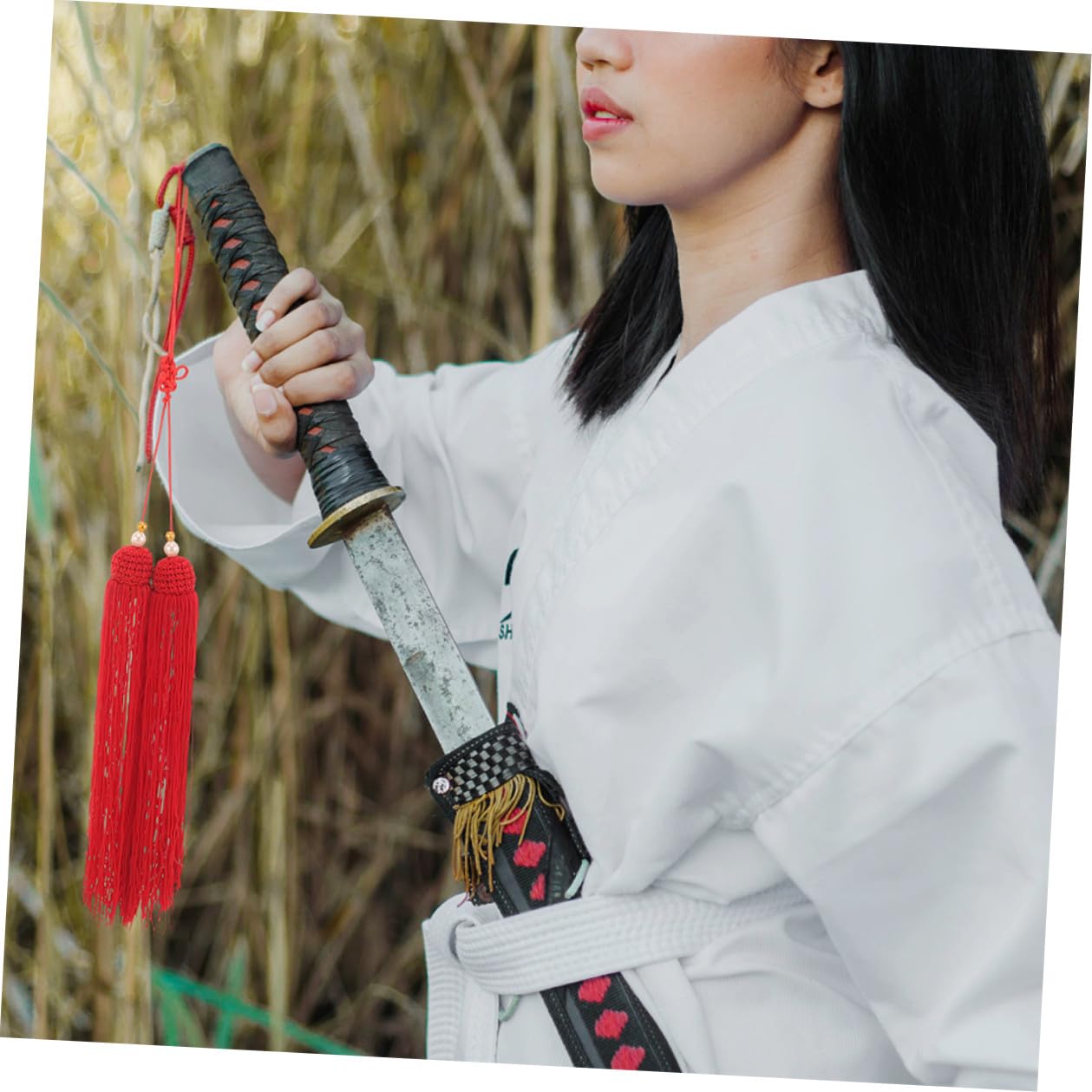 Borlas Colgantes de Tela Roja 6 Piezas para Espada Tai Chi Artes Marciales Resistente Multifuncional