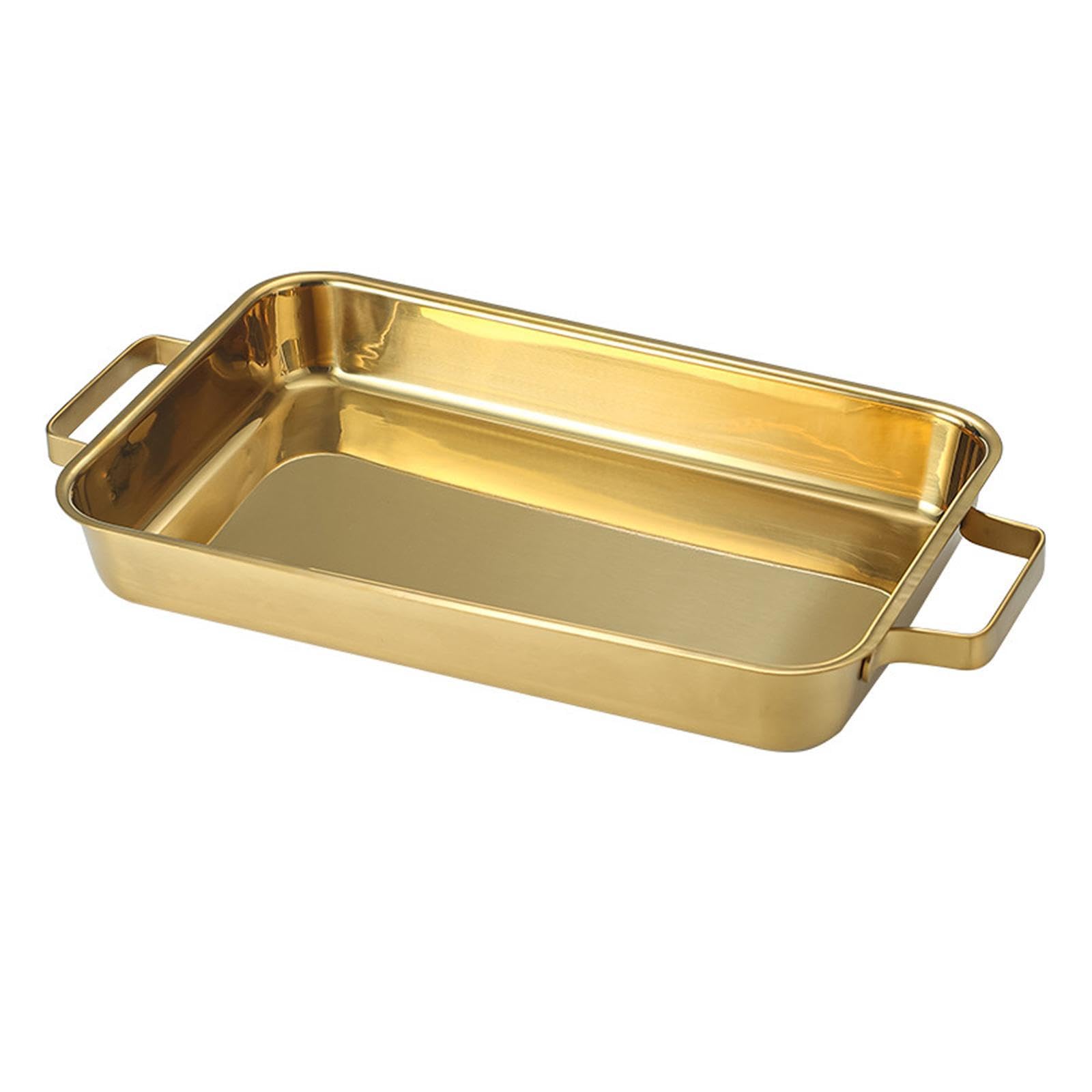Fuente para Hornear Pescado de Acero Inoxidable con Asas Prácticas, Oro 38cm, Individual