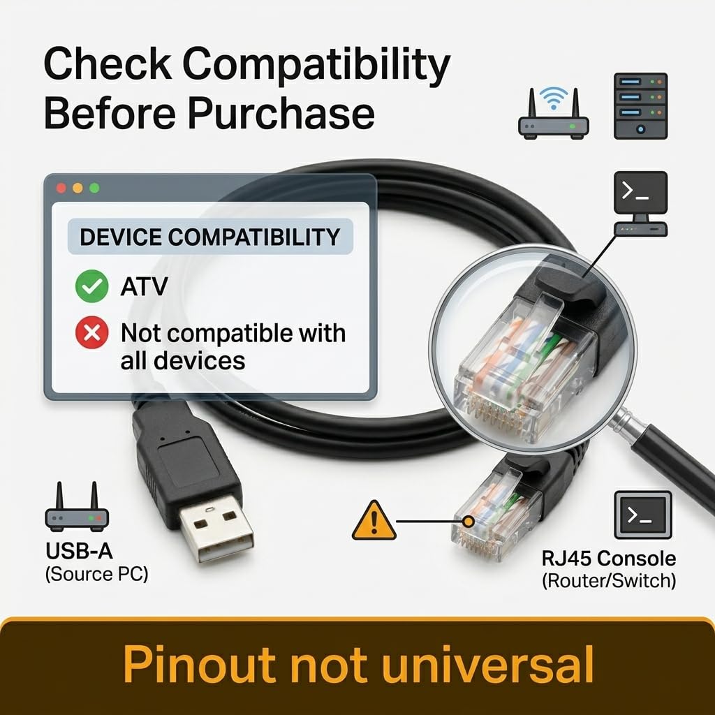 USB to RJ45 RS485 Communication Cable, 1.8m for Schneider ATV Series Drives, PC Programming & Configuration