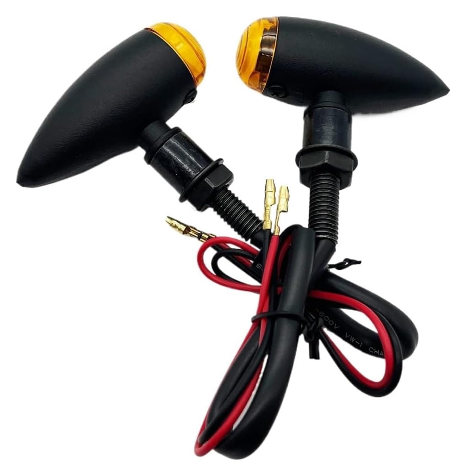 Señal Giro Motocicleta para Cruiser Chopper para Yamaha Intermitentes Tipo Bala para Motocicleta Luces Lámpara Negra(4 PCS Yellow A)