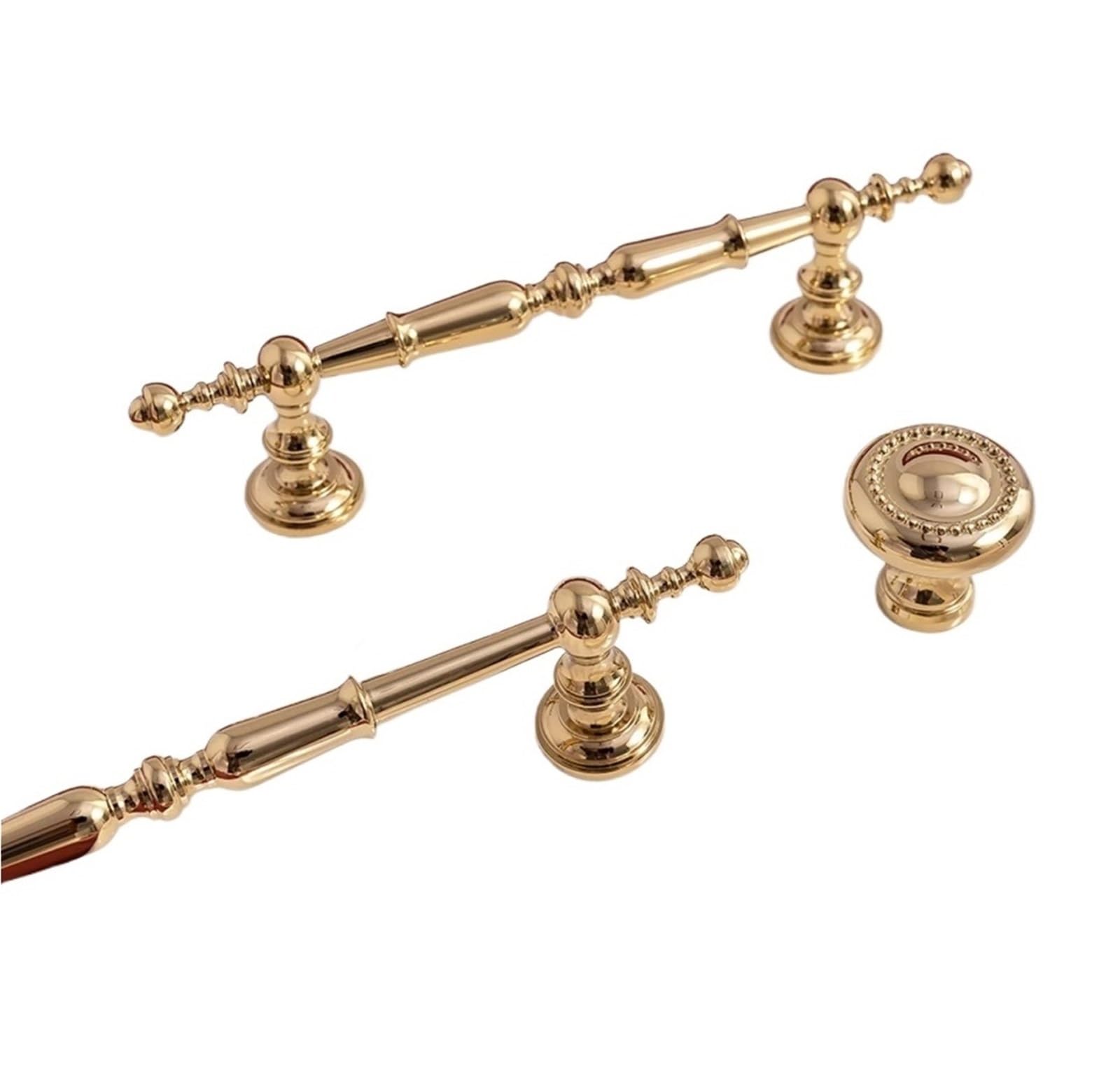 Gwyzax D2150-128-Pvdj Antique Cabinet Pulls Solid Brass Cabinet Handle Bright Gold Kitchen Pull Wardrobe Dresser Drawer Knob