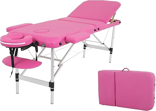 Mesa de masaje, cama de pestañas de 3 pliegues, cama de masaje portátil para extensiones de pestañas, mesa de masaje ancha con bolsa de transporte,