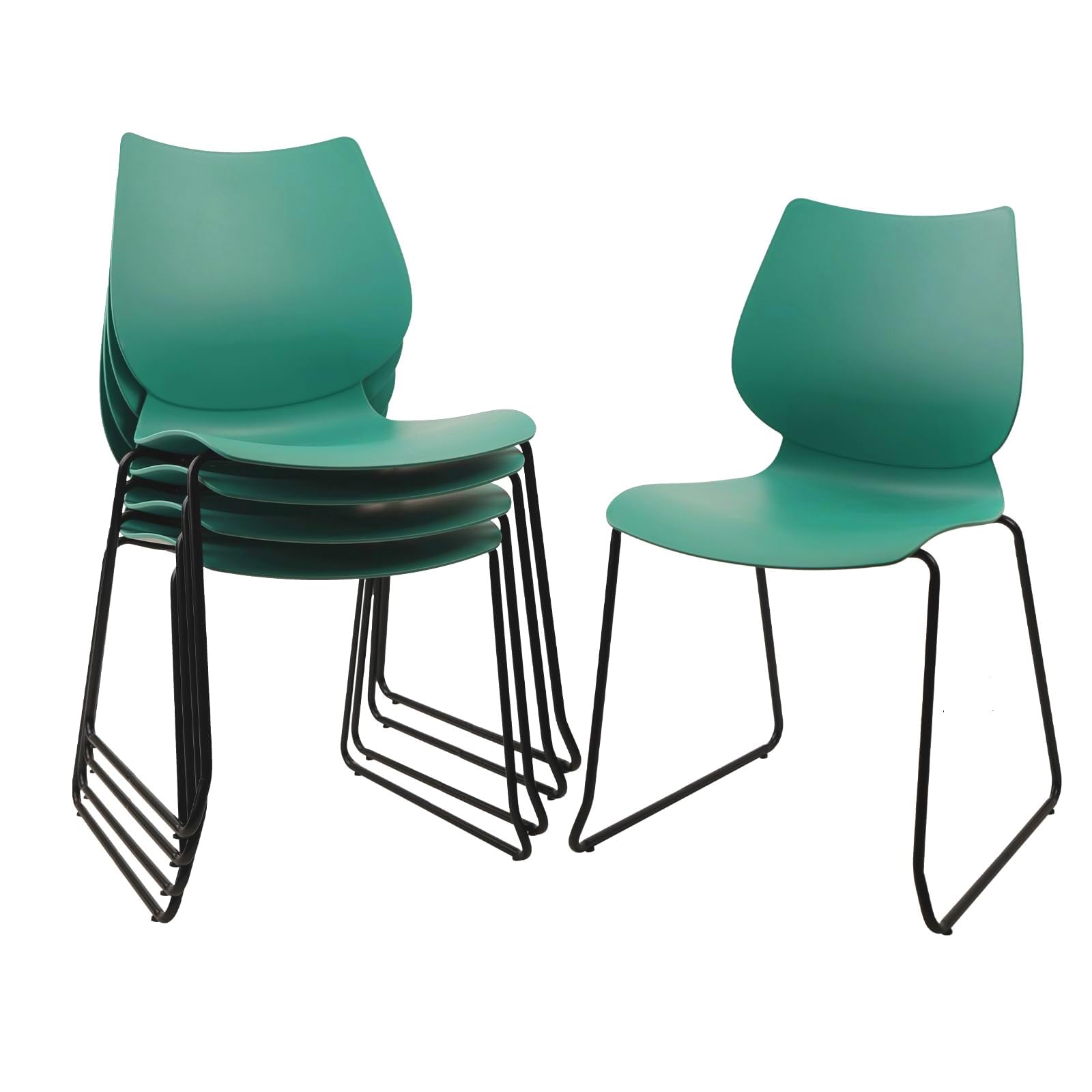 KLASIKA Stacking Chairs, Stackable Waiting Room Chairs, Conference Chair with Back & Church Chairs No Wheels with Metal Legs, Suitable for Offices