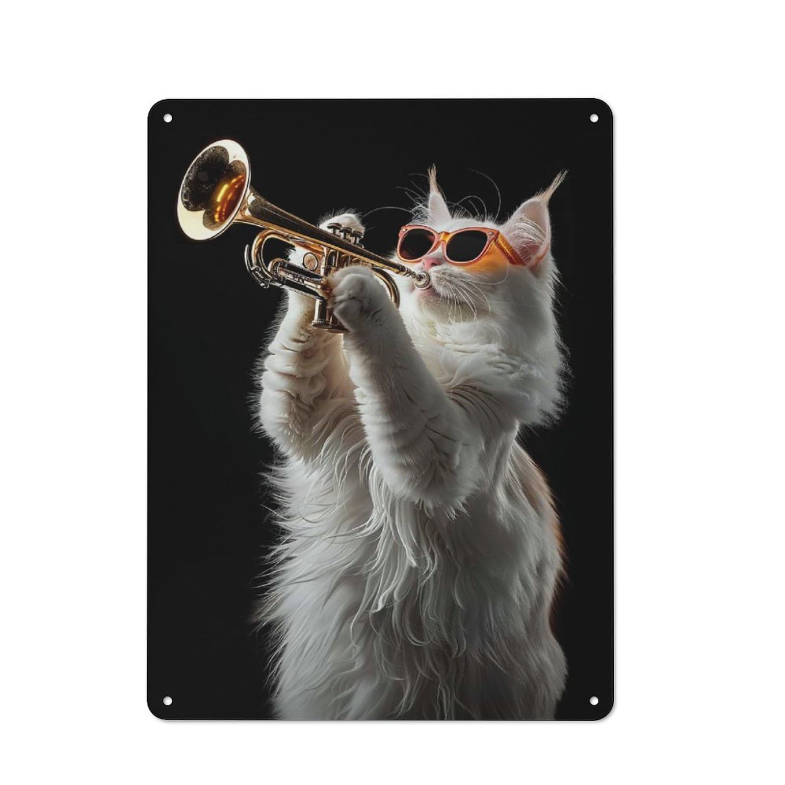 Urban Metal Wall Art Sign 40x30cm Featuring Turkish Angora Trumpet, Urban Room Decor for Modern Home, Workshop, Office Or Cafe