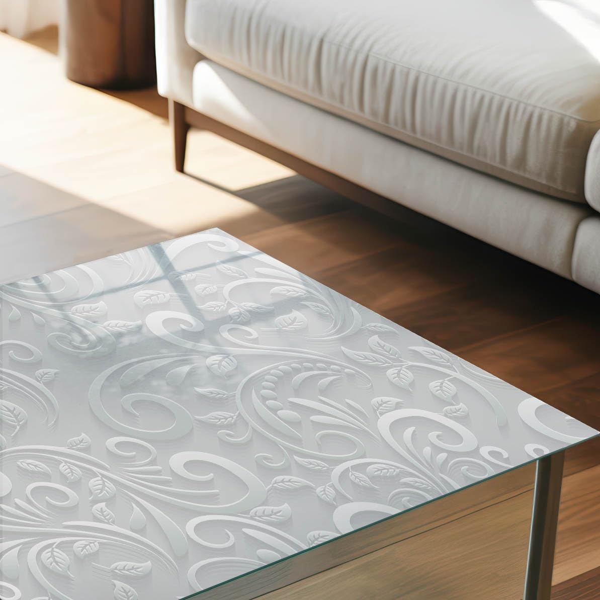 Protector de Superficies 125x50 cm | Rectangular | Bordes Pulidos | motivo floral | Pies Antideslizantes | para la Cocina y Salón | con Impresión Decorativa | Vetro Temperato