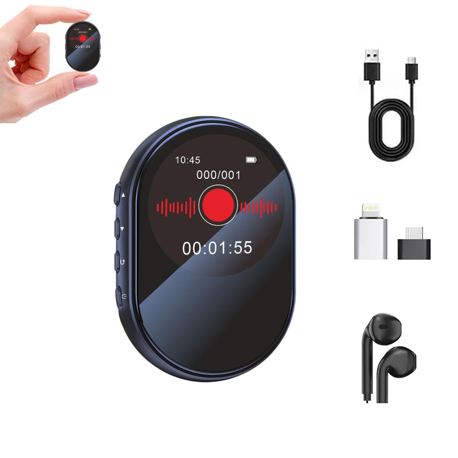 Intelligent Voice Recorder AI 128GB with Display and Artificial Intelligence, Noise Reduction, Power On Password, Timed Recording, Memory Playback