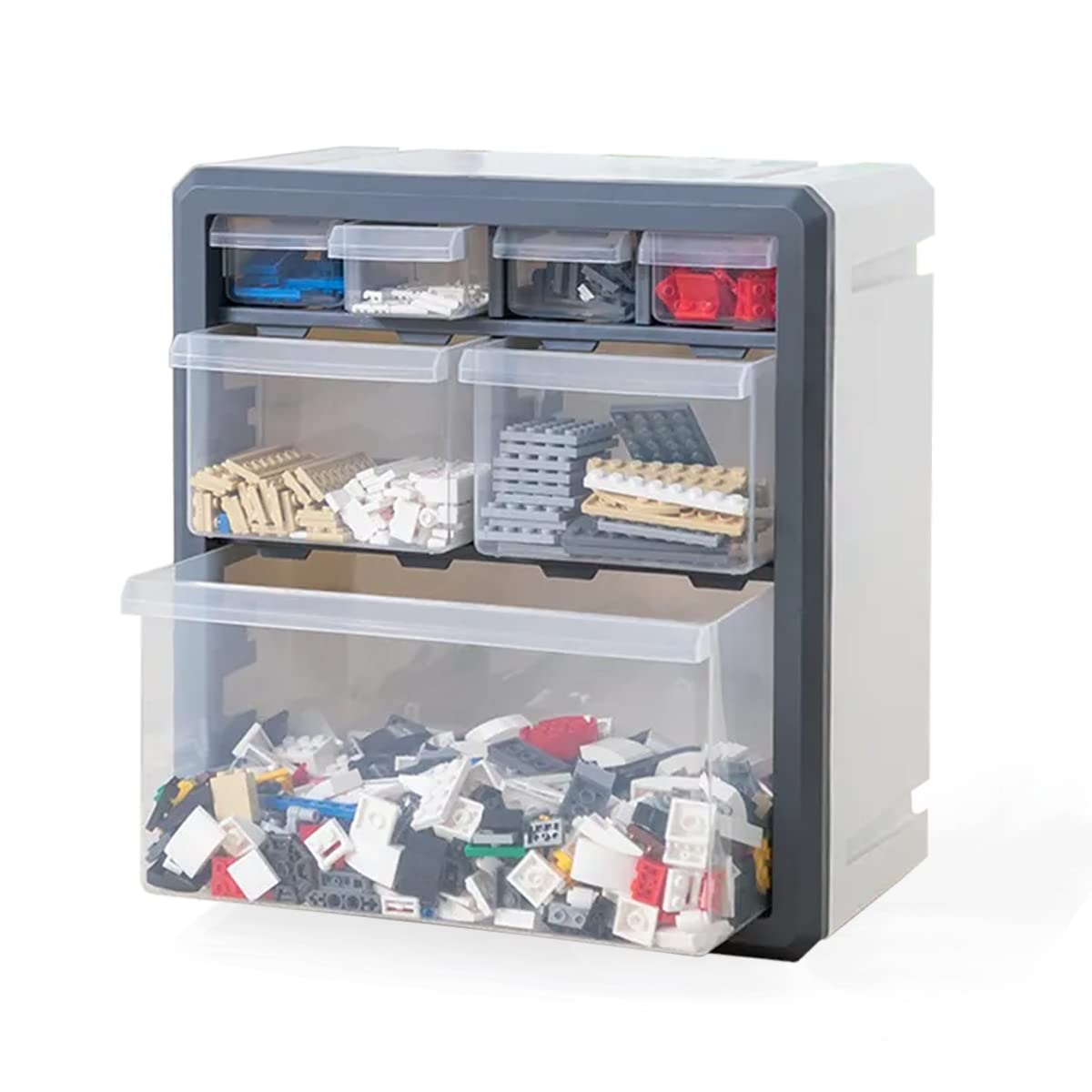 Tiny Alpaca Plastic Drawer storage Cabinet 7 Drawer Parts Storage Box Cosmetic Makeup Storage Cabinet Wall Hanging Toys Storage Bins for Office School Home Desktop Organizer(2119-GRAY)