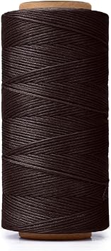 260m 150D Waxed Thread for Leather Sewing, Leather Thread for Hand Sewing, Craft DIY, Wallets, Shoe Repairing, Book Binding (Brown)