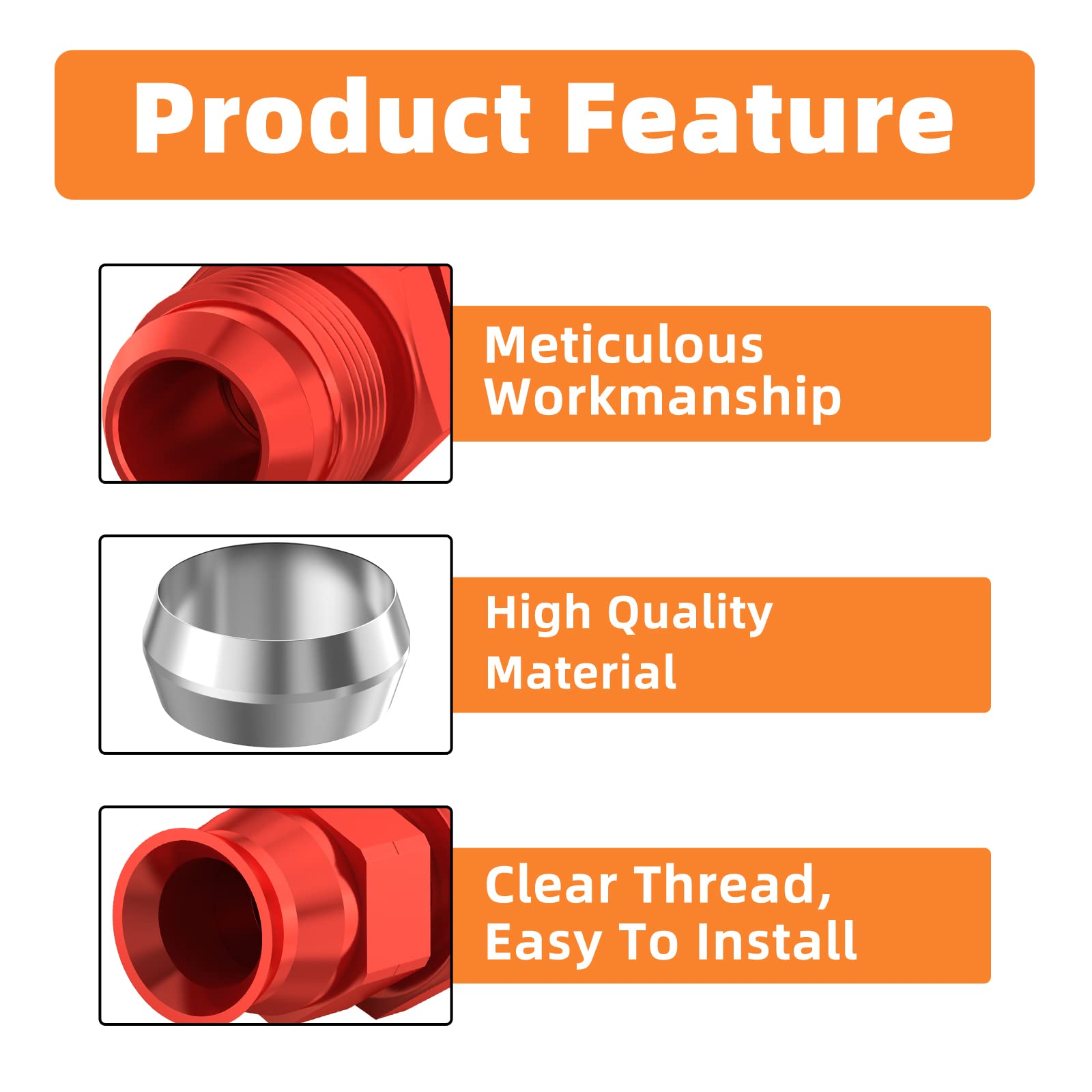 2PC -10 AN Straight Push On Lock Hose Barb Fitting Oil/Fuel/Gas Line Adapter - Foto 8