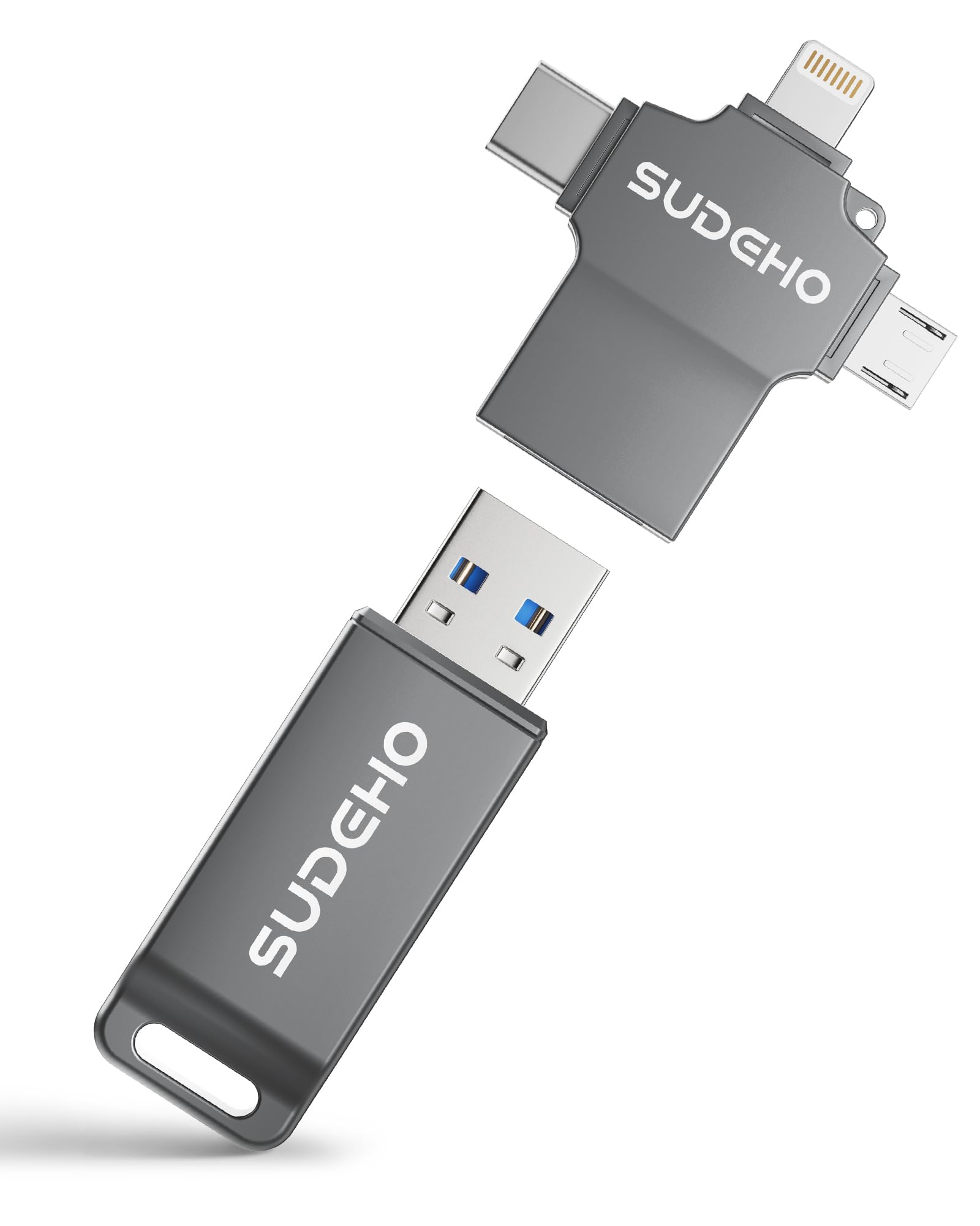 Memoria USB 16GB para Phone, 4 en 1 USB 3.0, Compatible con Pad Android PC, para Fotos vídeos música,Negro carbón - 1
