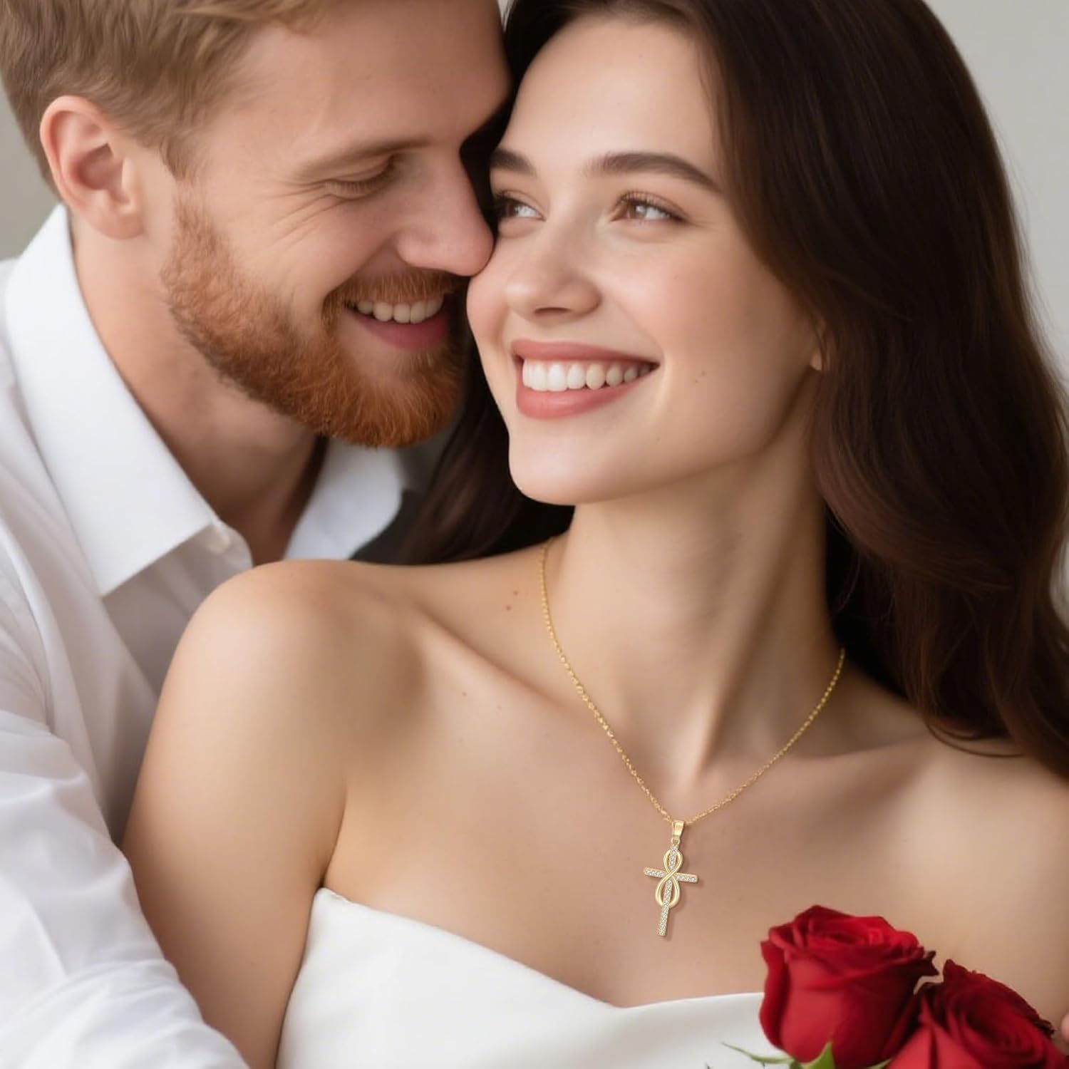 Cross Necklace 14K Gold Cross Necklaces for Women Twisted Cross Infinity Open Loop Pendant Necklace for Womens Religious Jewelry - Image 3