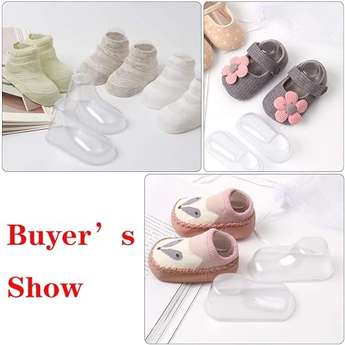 Miniatura 5 de Exhibición de zapatos de bebé, botines de bebé, exhibición de calcetines de bebé, 90 unidades de 8, 9, 3.9 in, de plástico transparente, para pies
