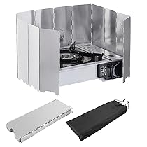 EXIN DEHCEN 12 Piatti Parabrezza Campeggio Pieghevole, Paravento Fornello Campeggio, Parabrezza per Stufa da Esterno, Stufa Esterna Parabrezza Pieghevole e Portatile, per Barbecue, Picnic, Campeggio