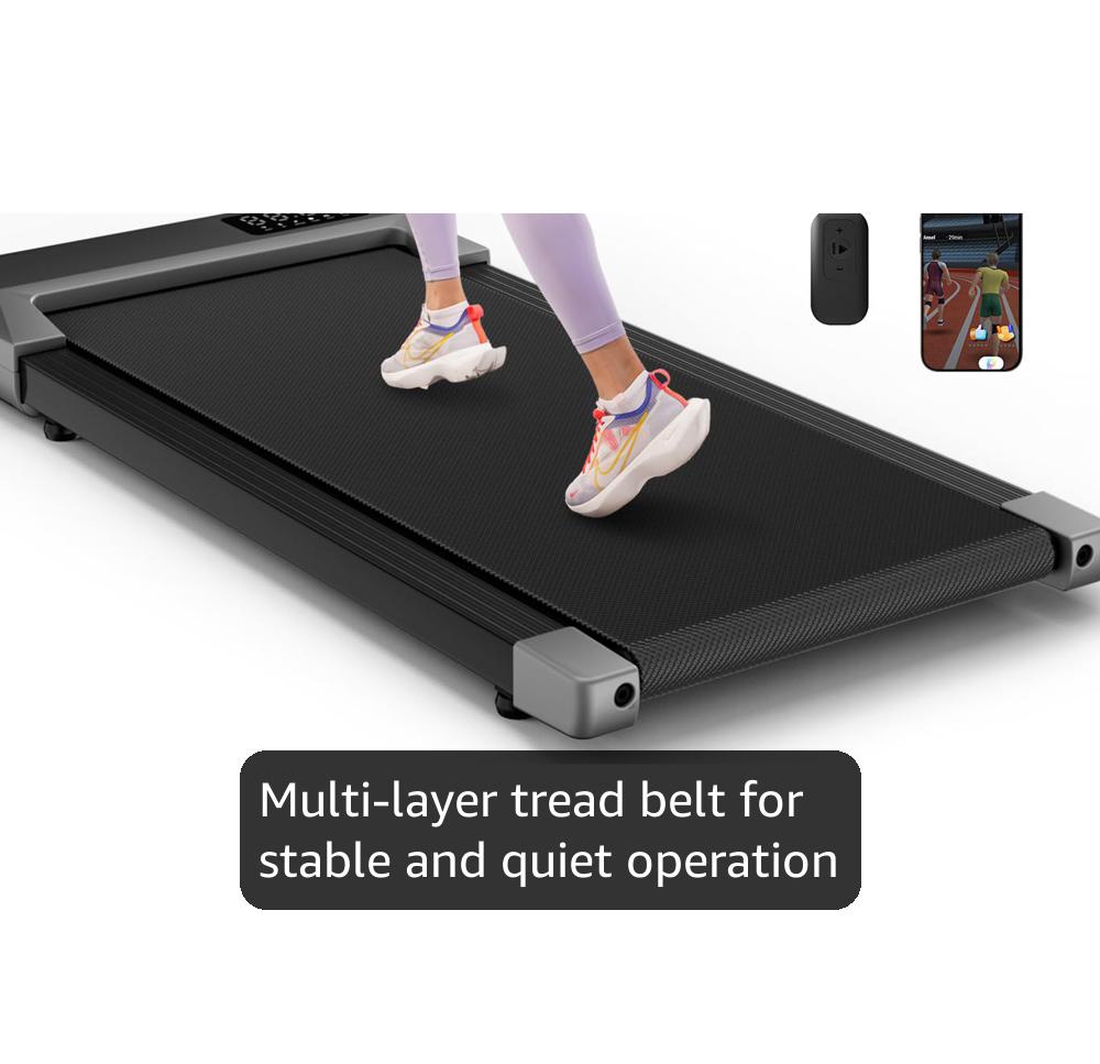 DeerRun 2025 Upgrade Walking Pad, Smart Under Desk Treadmill for Home Office, No-Assembly Treadmills with APP and Remote Control, LED Display, 2.5 HP Quiet Walking Jogging Machine, 300 lbs Capacity