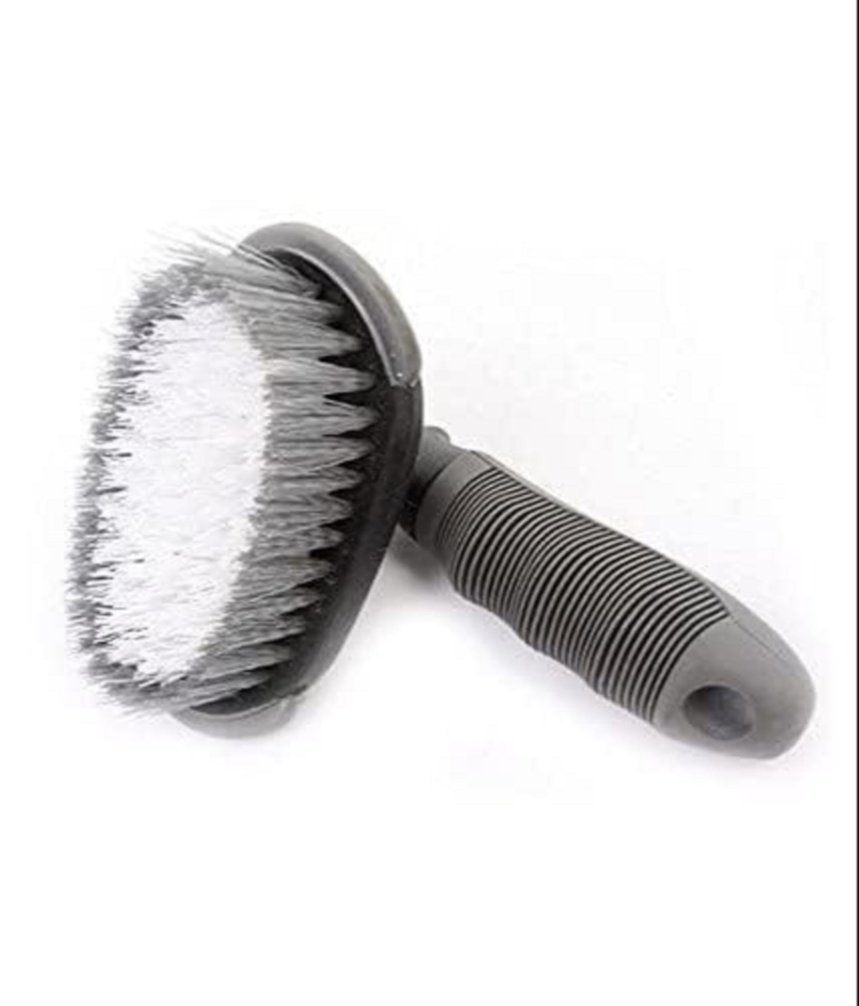 Car Wheel Cleaning Brush with Hand Grip, Round Bristle Head, Grey and Black-image-12