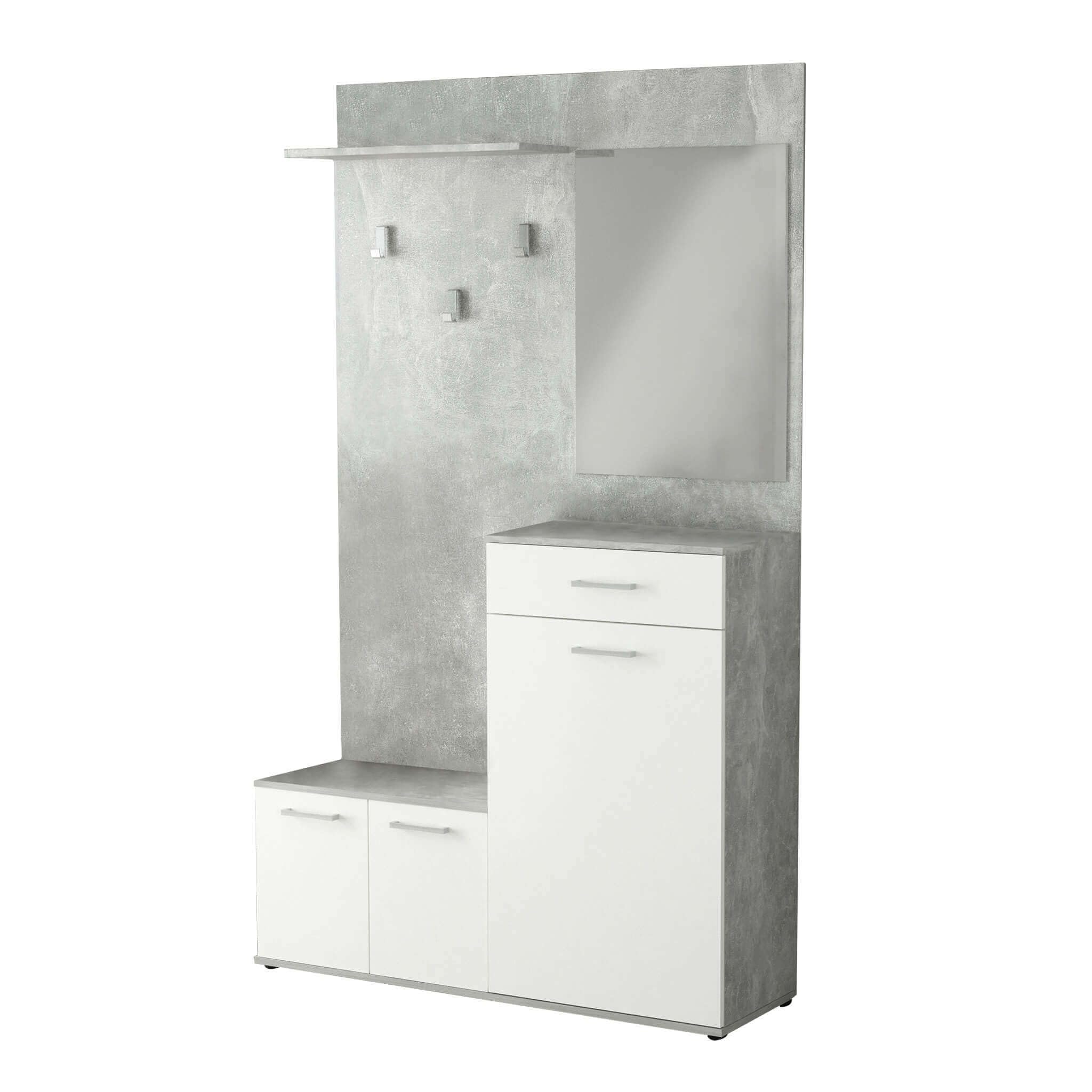 milani home Mobile Ingresso di Design Moderno con Appendiabiti Specchio e scarpiera