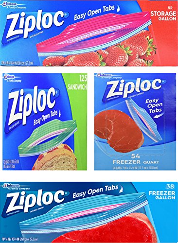 Ziploc Variety Pack  54 Freezer Quart Bags  38 Freezer Gallon Bags  125 Sandwich Bags  52 Storage Gallon Bags