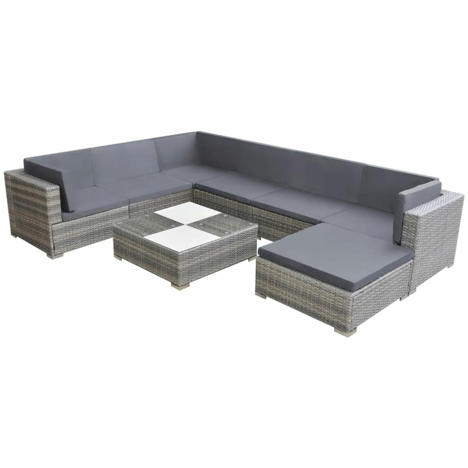 xinxinxiang 8 Piece Patio Set with Cushions Outdoor Patio Furniture Patio Furniture Set Patio Conversation Sets Garden Furniture Poly Rattan Gray - 42837