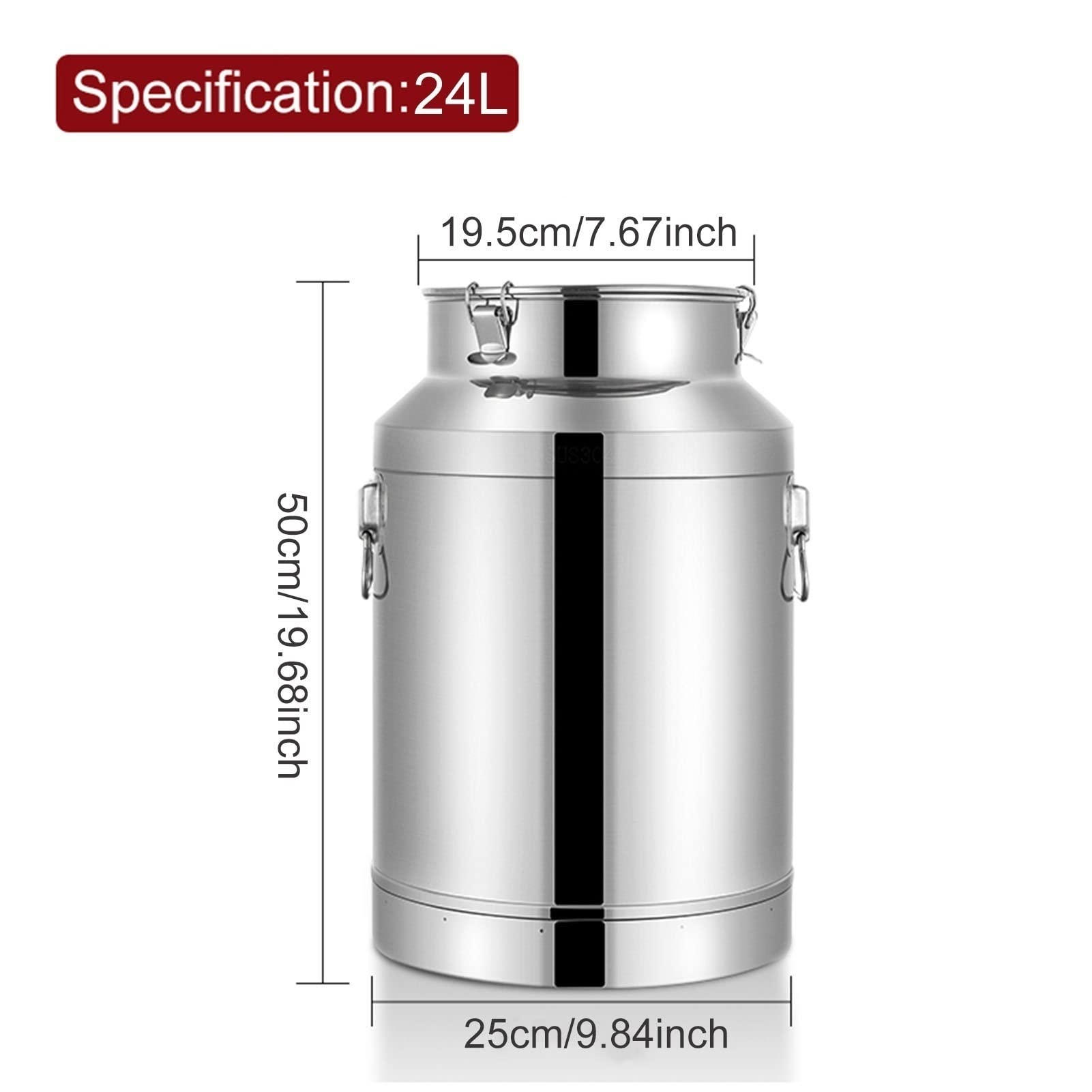 Contenitori per Alimenti da Cucina, lattiera in Acciaio Inox con Coperchio sigillato, Contenitore per la conservazione in Cucina di Farina e Zucchero, Secchio per Vino ()