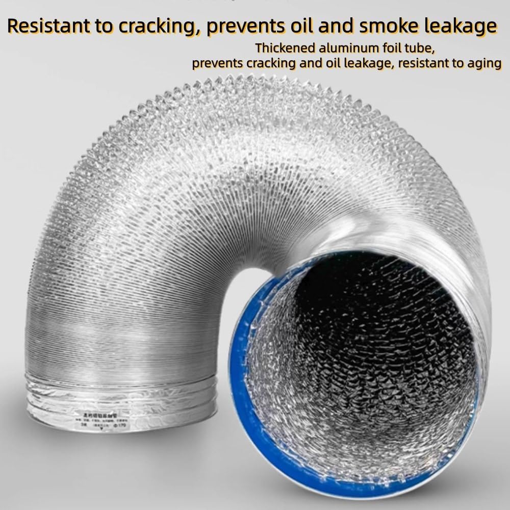 Aluminum Foil Dryer Vent Hose 16/14/12/10/8/6in High-Temperature HVAC Exhaust Vent Hose 4 Layer Flexible Ventilation Duct For Blower Exhaust Fan(2m(6ft),170mm(6.7"))