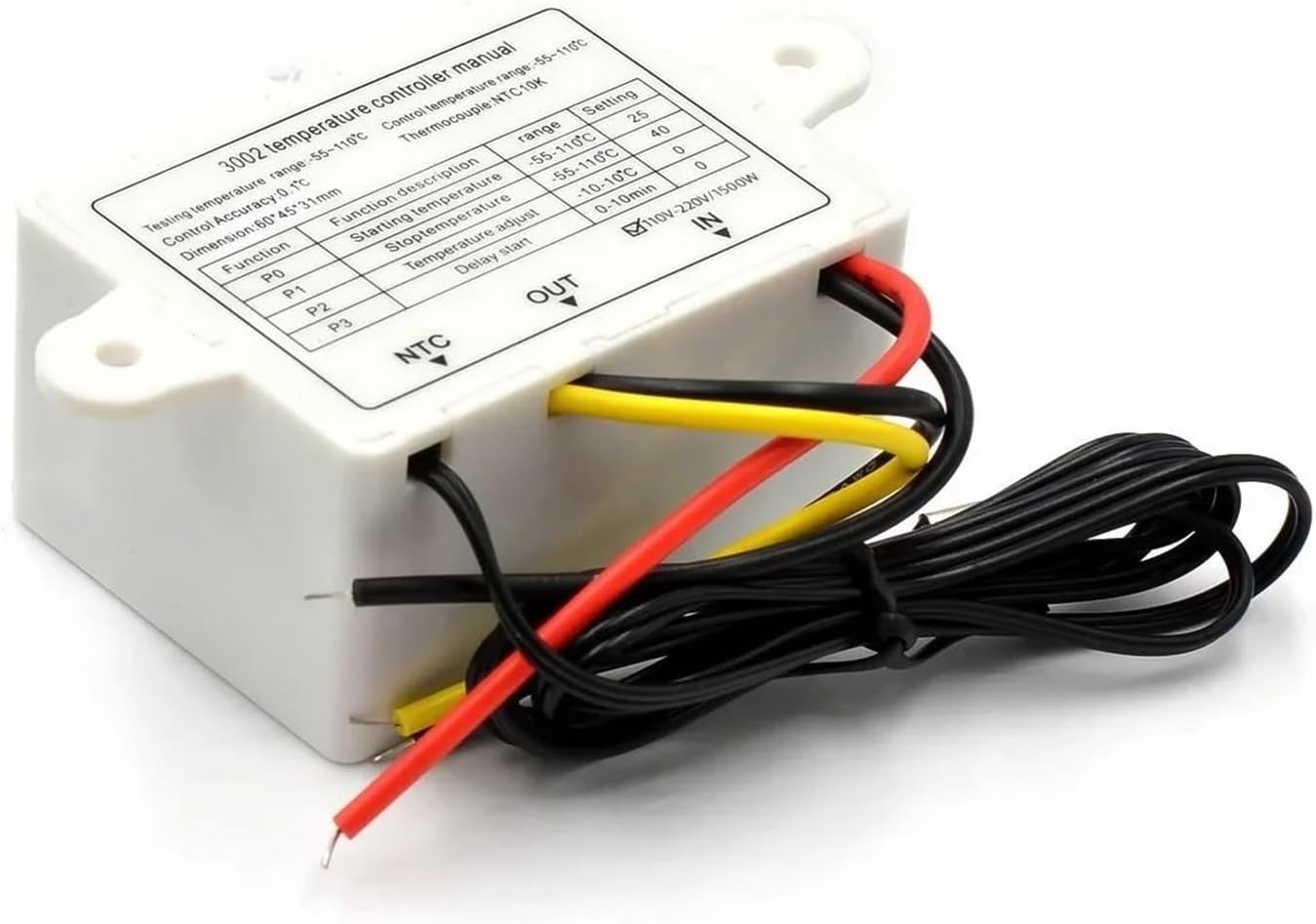 1pc XH-W3002 10A 12V 24V 110V 220V AC Digital LED Temperature Controller for Incubator Cooling Heating Switch Thermostat NTC Sensor(24V240W)