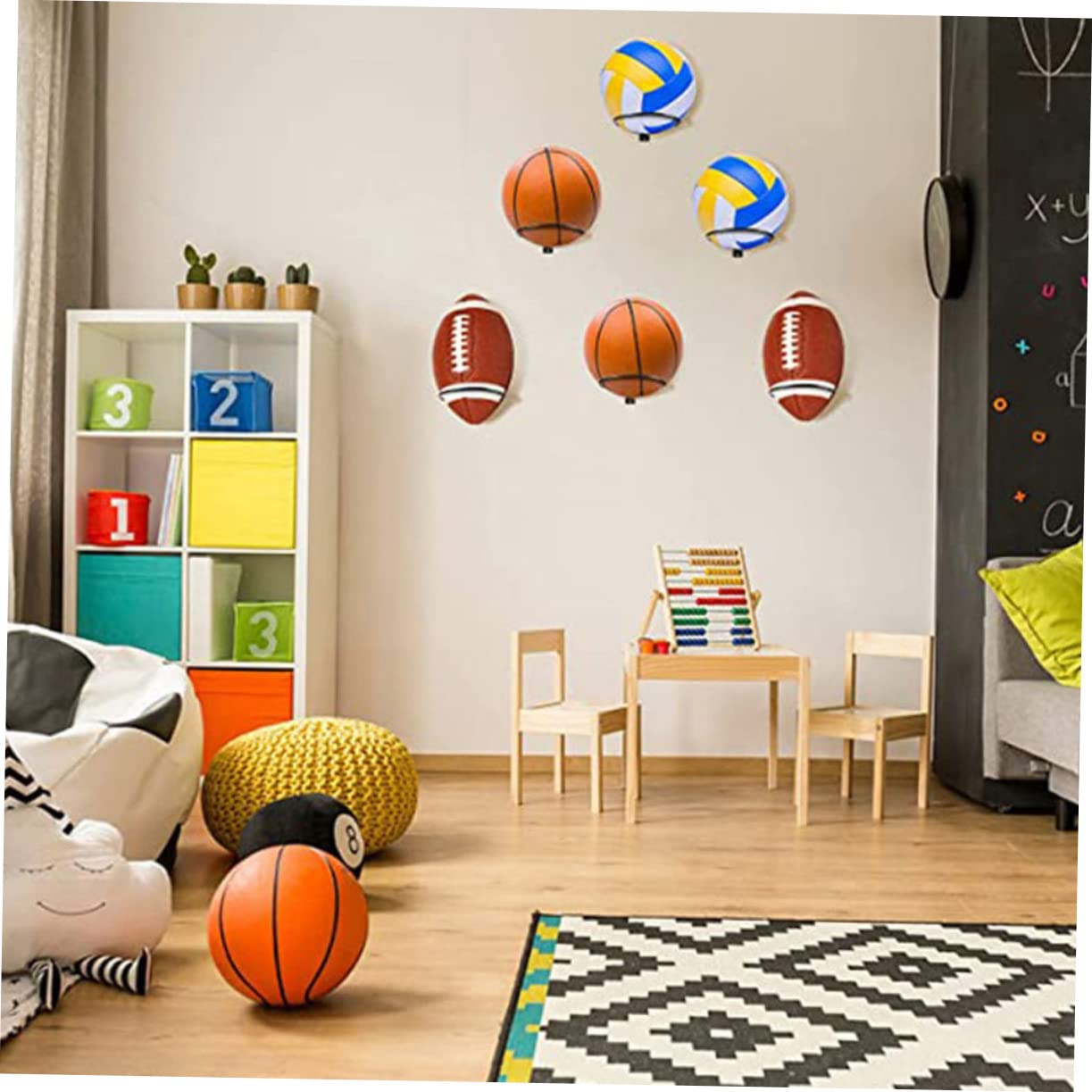 Toyvian Rastrelliera da Parete in Ferro 4 Unitá per Palloni da Basket e Calcio, Robusta e Salvaspazio, per Casa e Centri Commerciali