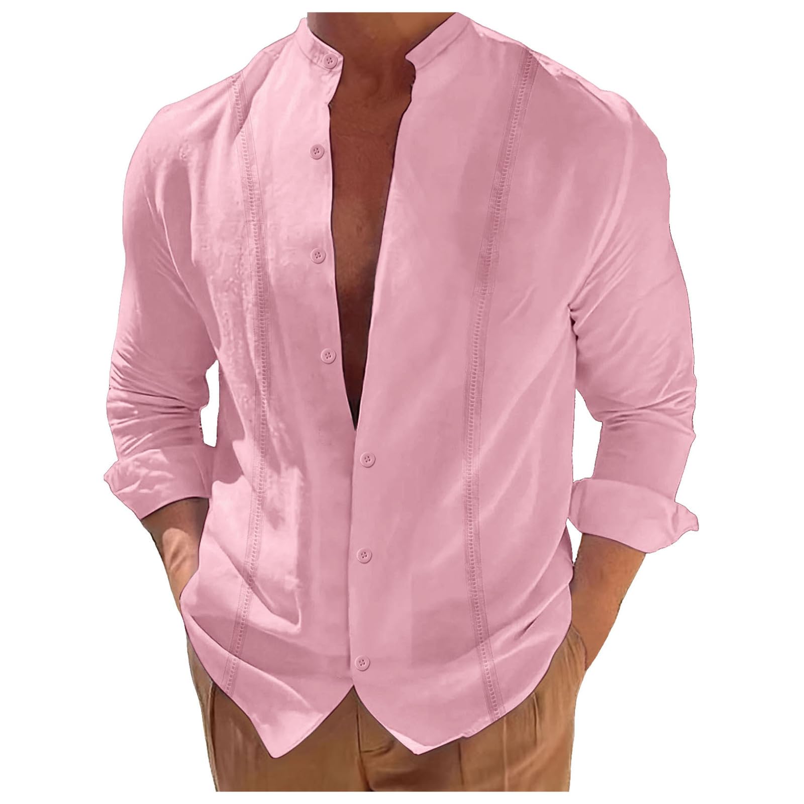 Genérico Camisa Hombre Manga Larga Camisa Hombre Manga Larga Slim Fit Camisa Manga Larga Hombre Camisas Informales de Verano Camisa de Manga Larga para Hombre Talla Grande