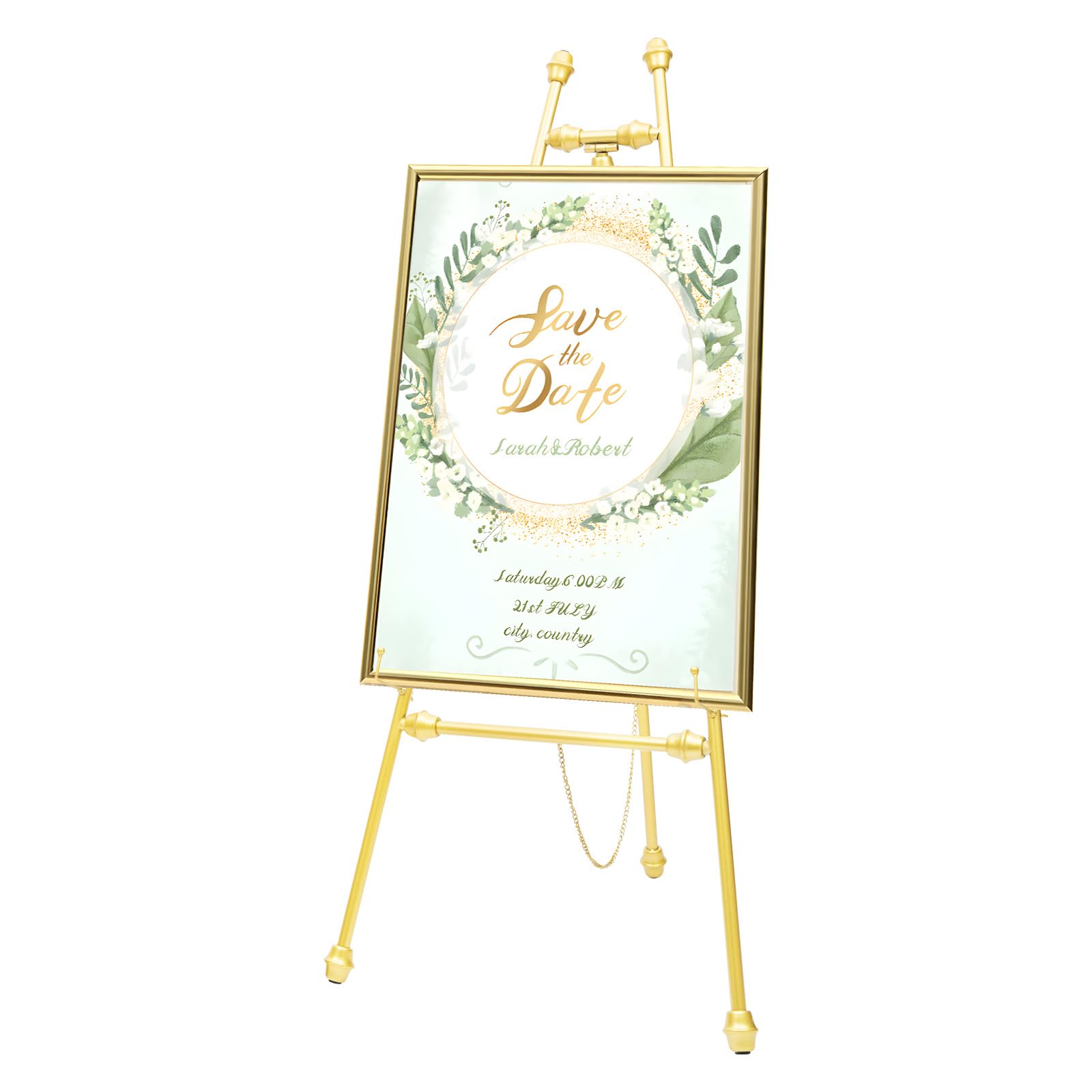 MYUYEE 2 Pack Display Golden Easel Stands, Foldable Floor Exhibition Easel, Height Adjustable Metal Freestanding For Weddings Shops (Size_Name 19.7 * 46.46 Inch)