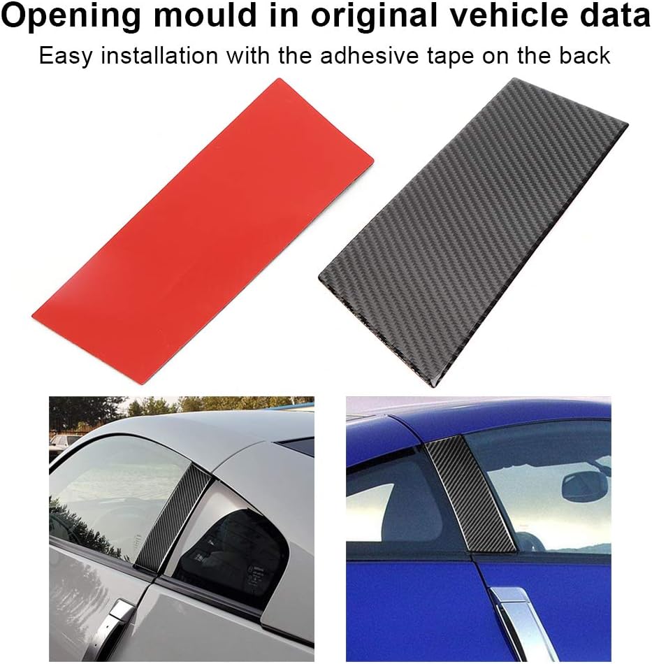 Acouto Car B Pillar Covers 2pcs B Pillar Trim Carbon Fiber Exterior Door B Pillar Cover Decor Fit for 350Z Coupe 2003‑2009
