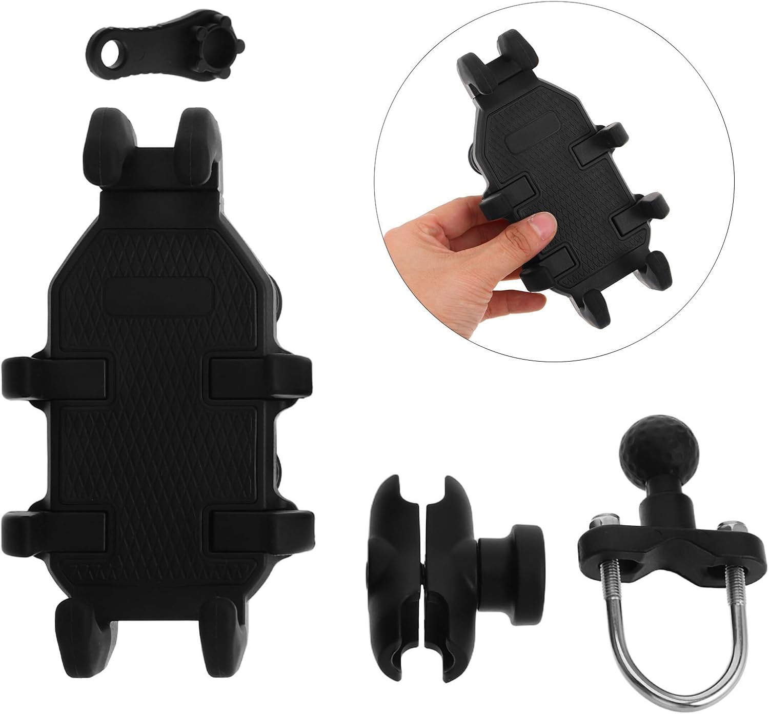Motorcycle Phone Holder Shock Absorbing Mount with Fully Adjustable Viewing Angle Compatible with Mobile Phones for Electric Scooter and Motorcycle Handlebar