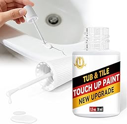 White Tub and Tile Touch-Up Paint,Semi-Gloss Waterproof Porcelain Repair Paint for Bathtubs, Sinks & Tiles, Covers Scratches Chips on Enamel and Acrylic