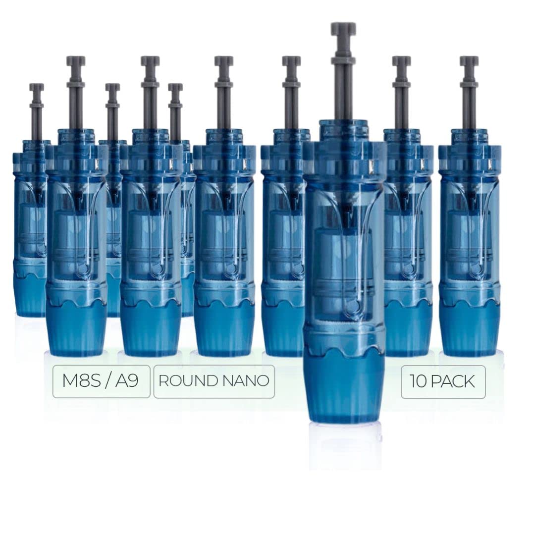 Dr. Pen Ultima A8S / M8S / A9 Replacement Cartridges - 10 Pack 0.25mm Round Nano Cartridges Bayonet Slot - Authentic Dr Pen Disposable Replacement Parts