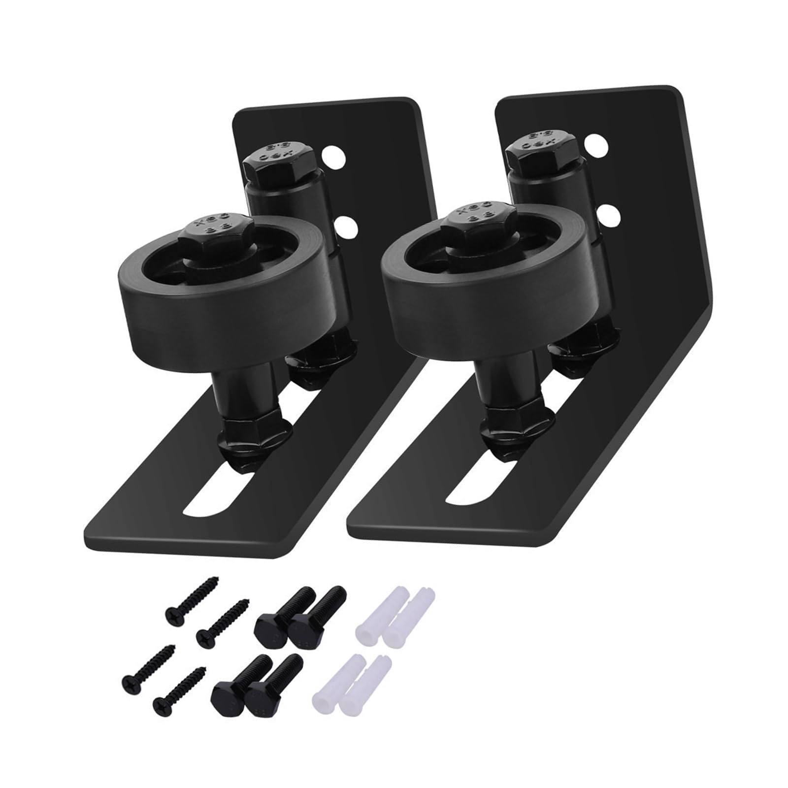 Dailibeer Multicolor Barn Door Bottom Guide Hardware, Black Roller Bracket And Included Mounting Hardware, Barn Floor Roller Bottom Hardware Adjustable Bracket With Floor Guide For Door Thickness Checking And Alignment