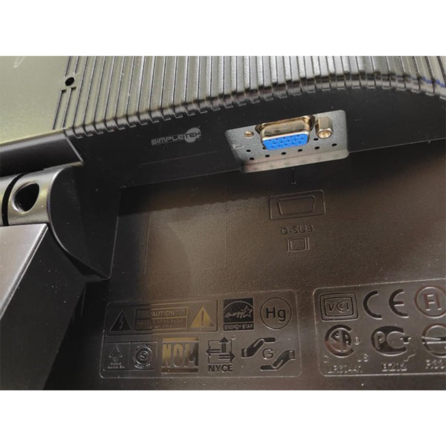 SIMPLETEK - Monitor LCD 19" 16:10 |1440x900, 5 ms, VGA, Montaggio VESA | Ideale per Ufficio, DVR, Postazioni Fisse | Cavo di Alimentazione e VGA Inclusi (Ricondizionato)
